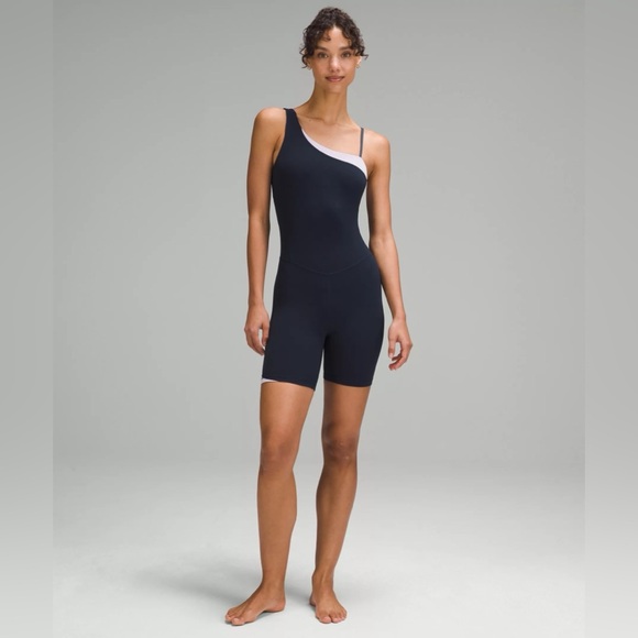 lululemon athletica Pants - Lululemon•Align Yoga Day Onesie 6" Color Block Asymmetrical•NWT•true navy pink•8